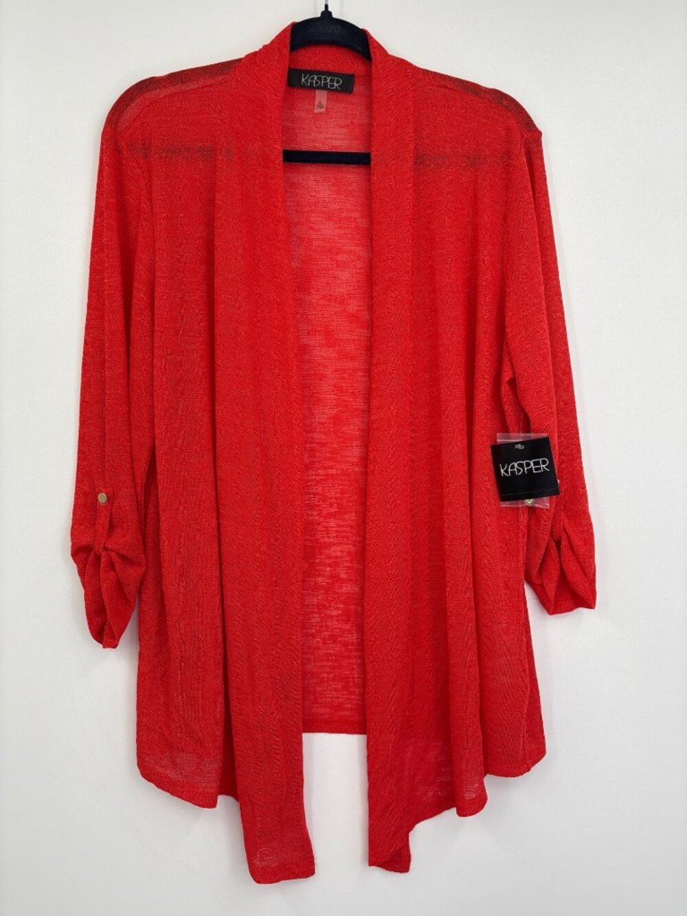 Kasper Open Front Light Weight Cardigan Sweater Red XL NEW